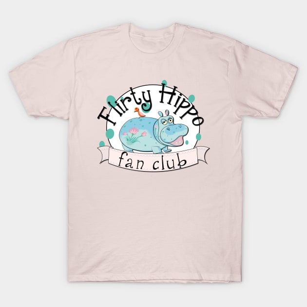 Small World Flirty Hippo Fan Club T-Shirt by WearInTheWorld